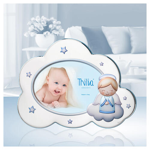 Cornice Thilia nuvola angioletto azzurro stelle 20x30 cm 2