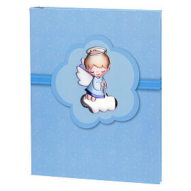 Álbum Thilia com anjinho azul em alumínio prateado 25x20 cm
