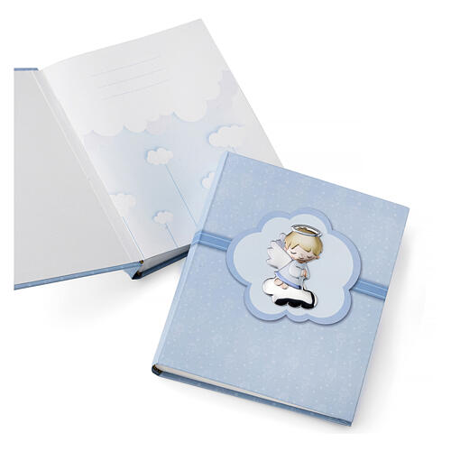 Baby Boy Photo Album with Blue Angel Silvered Aluminum, Thilia 25x20 cm 3