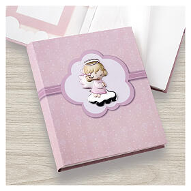 Álbum de fotos Thilia anjo cor-de-rosa em alumínio prateado 25x20 cm