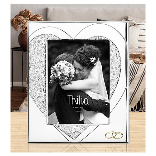 Thilia frame, silver aluminum, hearts swirls and rings, 12x10 in 2