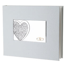 Thilia wedding photo album with heart and rings, 10x12 in