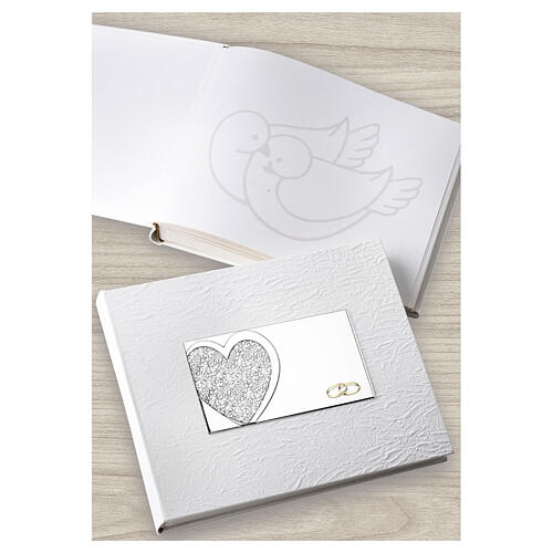 Thilia wedding photo album with heart and rings, 10x12 in 2