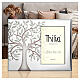 Cornice Thilia  alluminio argentato Albero della Vita foglie verdi foto a lato 20x25 cm s2