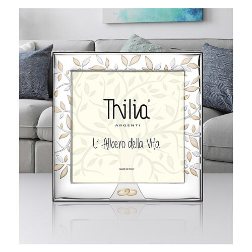 Thilia aluminum silver frame, Tree of Life with rings, 8x8 in 2