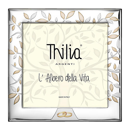 Cornice Thilia alluminio argentato Albero della Vita con fedi 20x20 cm 1