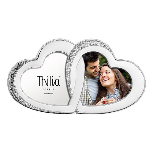 Thilia, Bilderrahmen, zwei ineinander verschlungene Herzen, Aluminium silberfarben – 15 × 30 cm 1