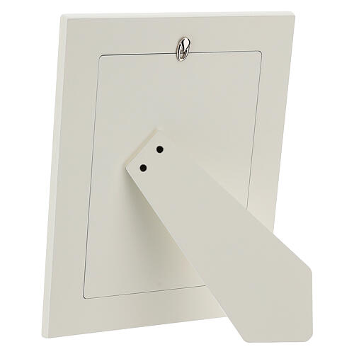 Cornice Thilia alluminio argentato fonte battesimale candela cuori doppia finitura 25x20 cm 3