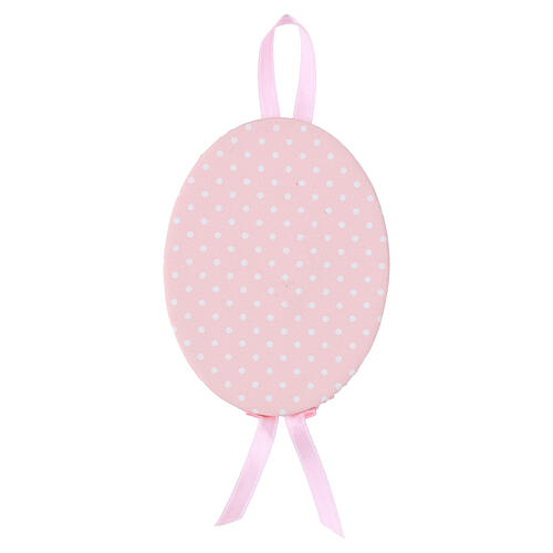 Médaille berceau Thilia ovale rose, image petit ange sur un nuage avec étoiles 4