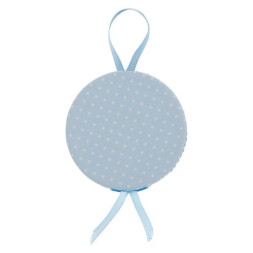 Thilia, Medaillon für Kinderwiege, rund, Engel in Blau, Aluminium silberfarben – Ø 10,6 cm 4