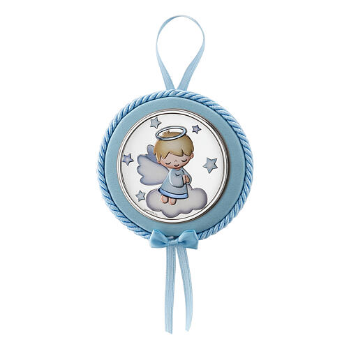 Round blue angel medallion by Thilia in silver aluminum 1