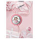 Thilia round pink crib medal with angel on a cloud and little stars s2