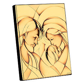 Thilia golden bas-relief, Holy Family, 8x6 in