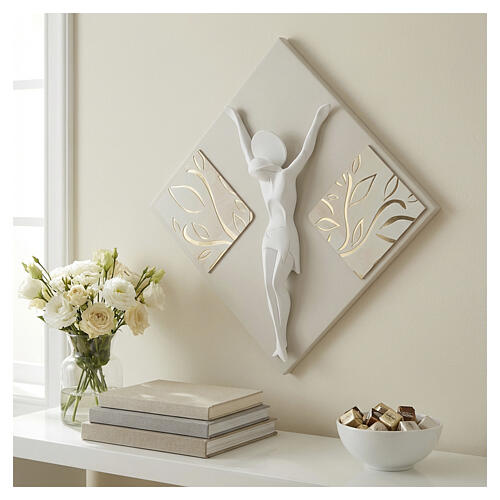 Picture with stylised crucifix and gold decorations, 16x16 in 2