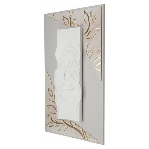 Quadro Madonna con Bambino moderno bianco decori oro 70x40 cm 4