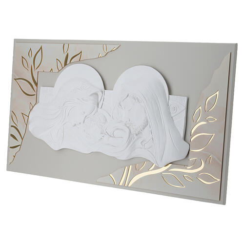 Tableau en haut-relief Sainte Famille moderne blanc et or 40x70 cm 4
