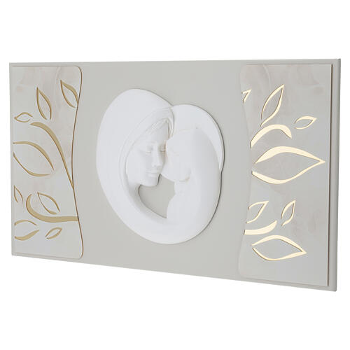 Madonna with Child wooden picture, white and gold, 16x28 in 4