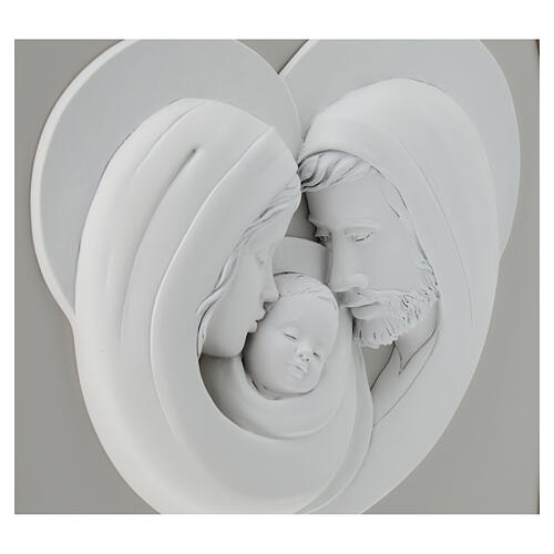 Modern Holy Family Bas-relief in White and Gold, 40x70 cm 3