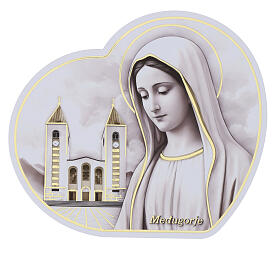 Our Lady of Medjugorje wooden picture by Valenti, 7x3 in