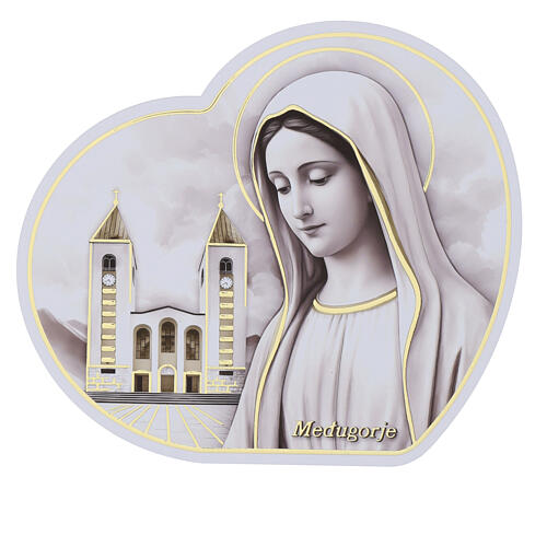 Our Lady of Medjugorje wooden picture by Valenti, 7x3 in 1