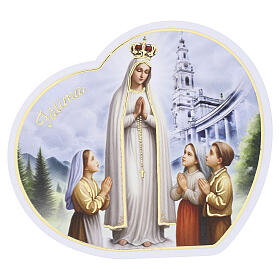 Tableau cœur latéral Vierge de Fatima avec bergers Valenti 13x5 cm bois