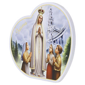 Quadro Nossa Senhora de Fátima forma de coração detalhes dourados Valenti 20x15 cm