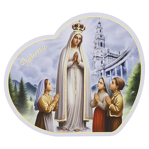 Quadro Nossa Senhora de Fátima forma de coração detalhes dourados Valenti 20x15 cm 1