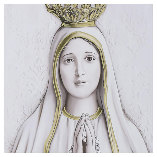Wooden frame with Our Lady of Fatima print by Valenti, 15x15x0.4 in 2