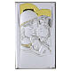 Holy Family, vertical silver bilaminate picture with golden finish, Valenti Argenti, 8x5 in s1