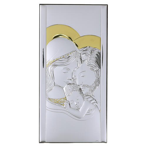 Icona Sacra Famiglia Valenti dettaglio oro in bilaminato argento 40x20 cm 1