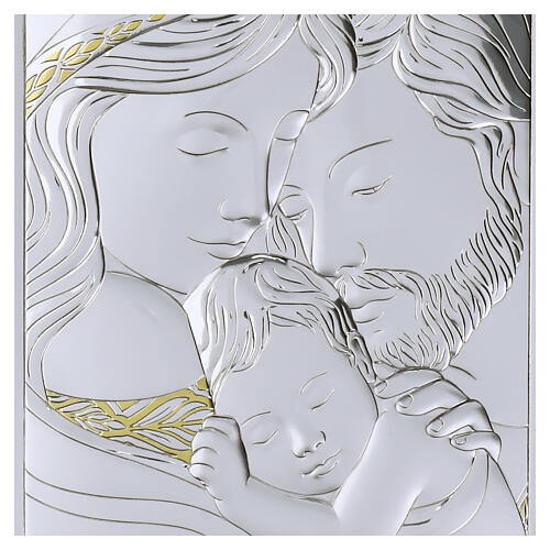 Holy Family icon silver bilaminate with gold details, Valenti Argenti 40x20 cm 3
