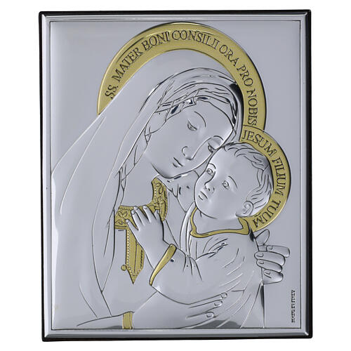 Small portrait of Our Lady of Good Counsel, silver bilaminate picture by Valenti 4x3 in 1