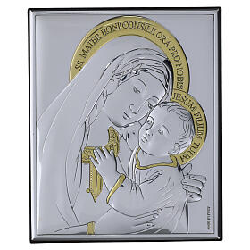 Quadretto Madonna del Buon Consiglio bilaminato argento Valenti 10x8 cm