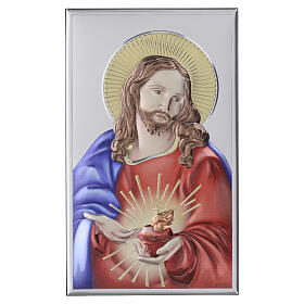 Cuadro Sagrado Corazón Cristo Valenti impresión colorida bilaminado 20x10 cm