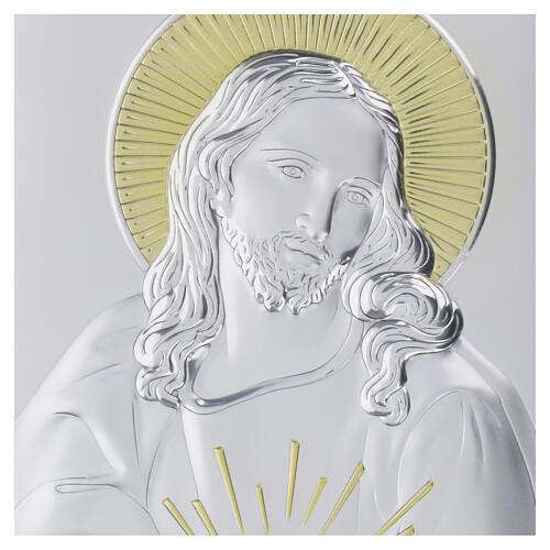 Sacred Heart of Christ icon Valenti Argenti, gold and silver bilaminate, 20x10 cm 3