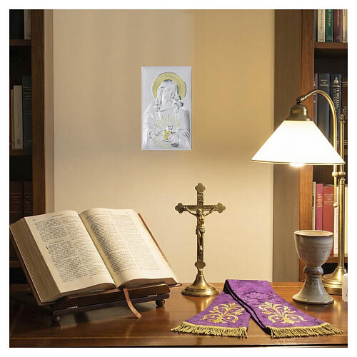 Sacred Heart of Christ icon Valenti Argenti, gold and silver bilaminate, 20x10 cm 4