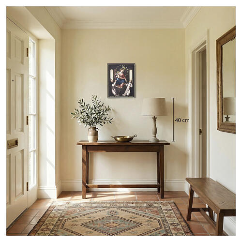 Our Lady of Pompeii panel in painted wood, 10x8 in, Valenti 2