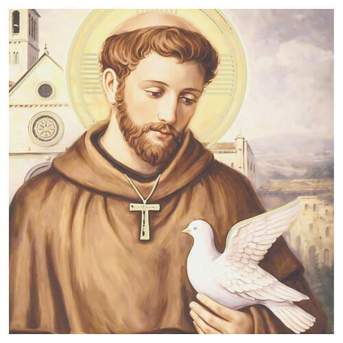 Wooden panel of Saint Francis of Assisi by Valenti, 10x8 in 3