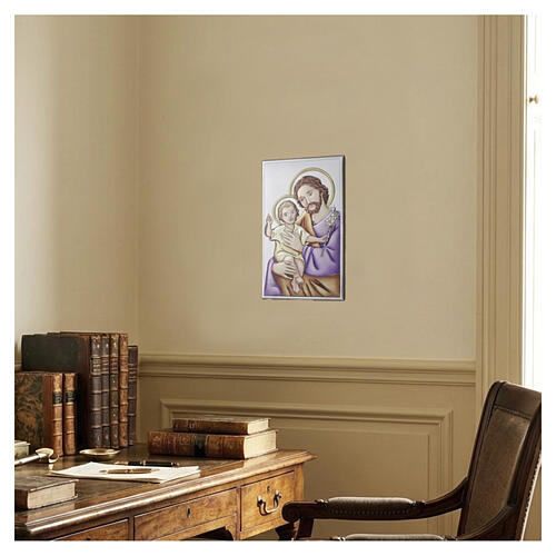Bilaminé peint Saint Joseph avec l'Enfant Jésus 20x12 cm Valenti 2