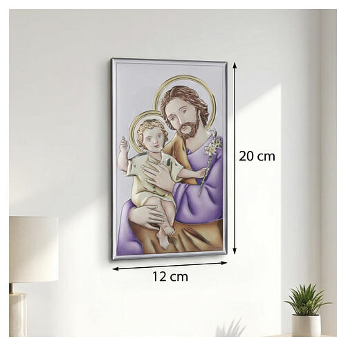 Bilaminé peint Saint Joseph avec l'Enfant Jésus 20x12 cm Valenti 3