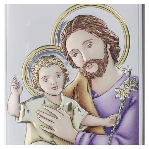 São José com Menino Jesus bilaminado pintado 20x12 cm Valenti 4