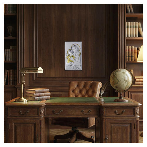 Obraz bilaminowany z wykończeniem złotym i srebrnym - Święty Józef i Jezus, 20x12 cm, Valenti 4