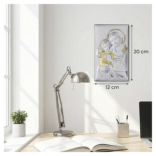 Quadro bilaminado Valenti ouro e prata São José e Jesus 20x12 cm 2