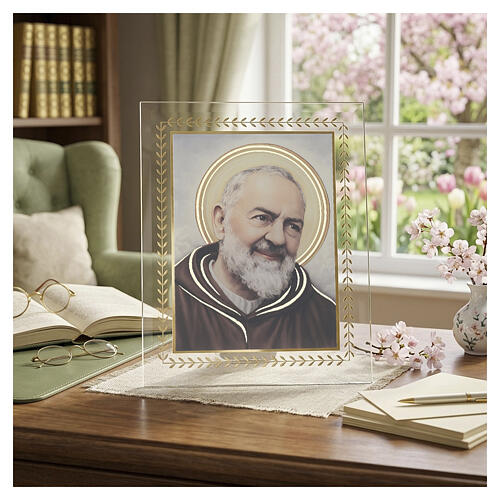 Padre Pio glass picture, Valenti 20x18 cm 2