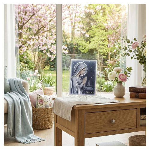 Our Lady of Lourdes glass picture, Valenti, 8x7 in 2