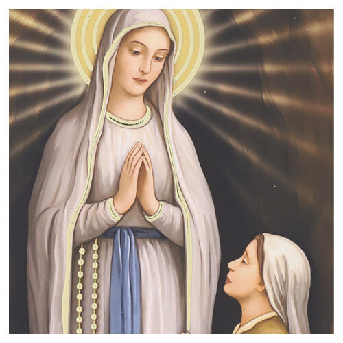 Apparition of Our Lady of Lourdes, Valenti, 10x8 in, coloured wood 3