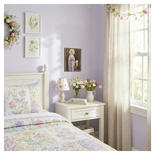 Obraz Valenti, 25×20 cm - Objawienie Matki Bożej z Lourdes, druk na kolorowym drewnie 2