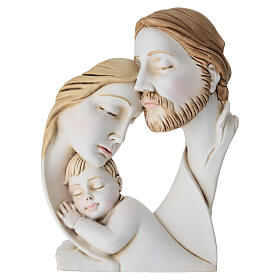 Statuetta resina Sacra Famiglia resina colorata 15x12 cm Valenti
