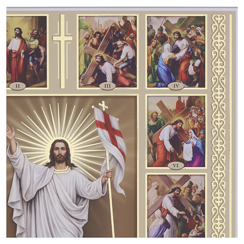 Cuadro decorado oro Valenti Vía Crucis 15 estaciones con Cristo Resucitado 40x35 cm 4