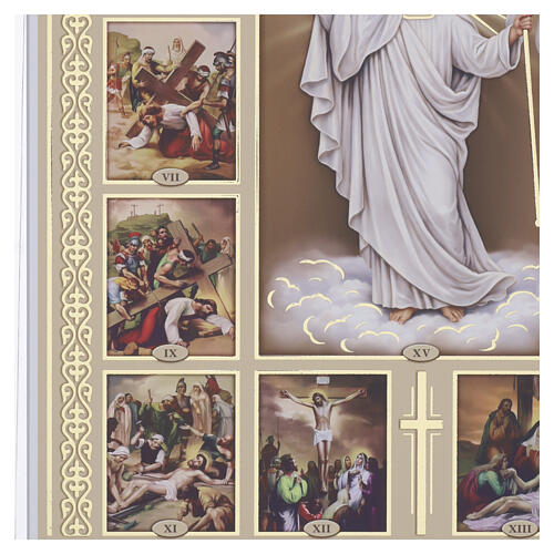 Tableau décor doré Valenti Chemin de Croix 15 stations avec Christ Ressuscité 40x35 cm 6